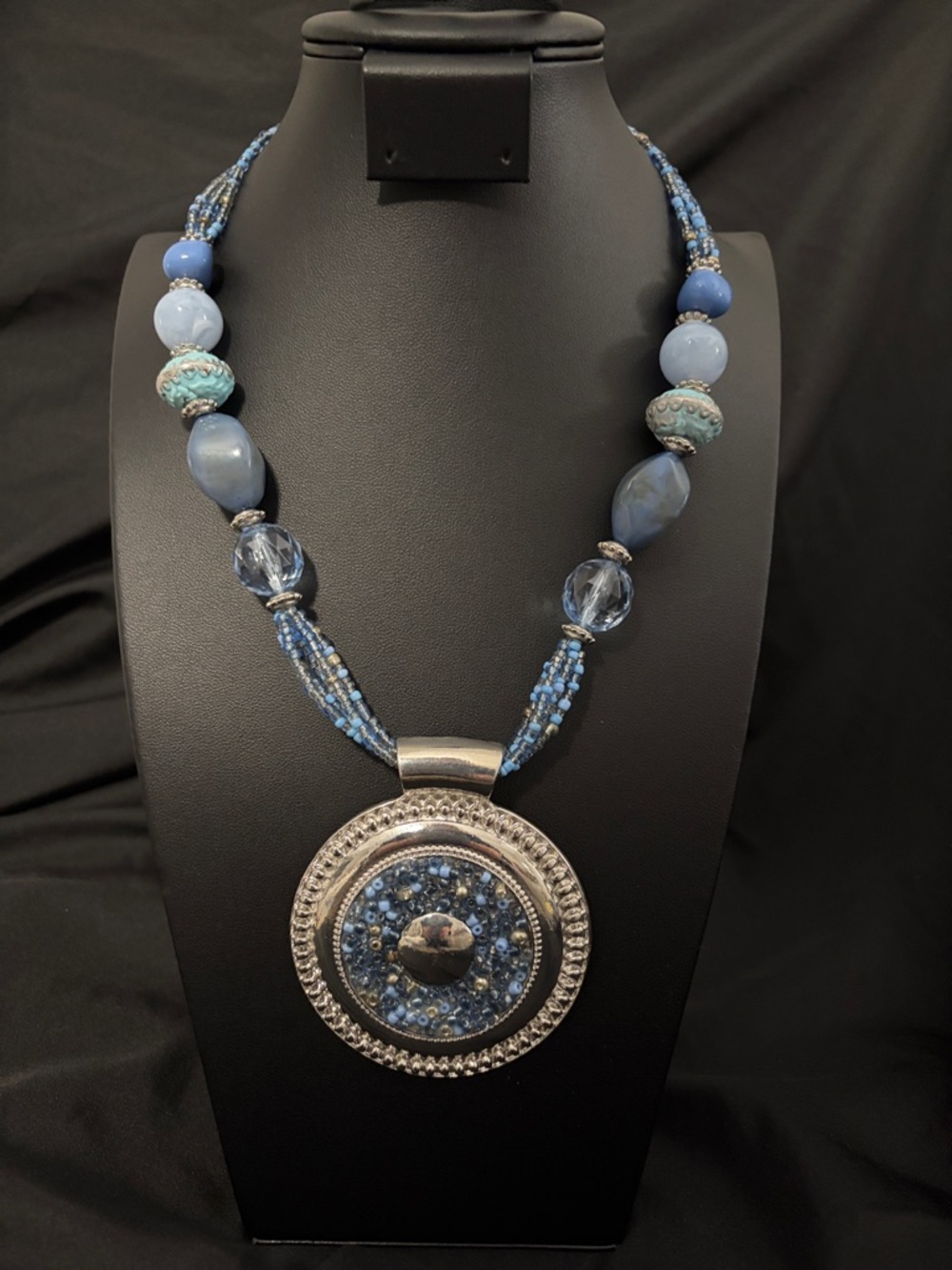 Bocar Blue Beaded Statement Necklace